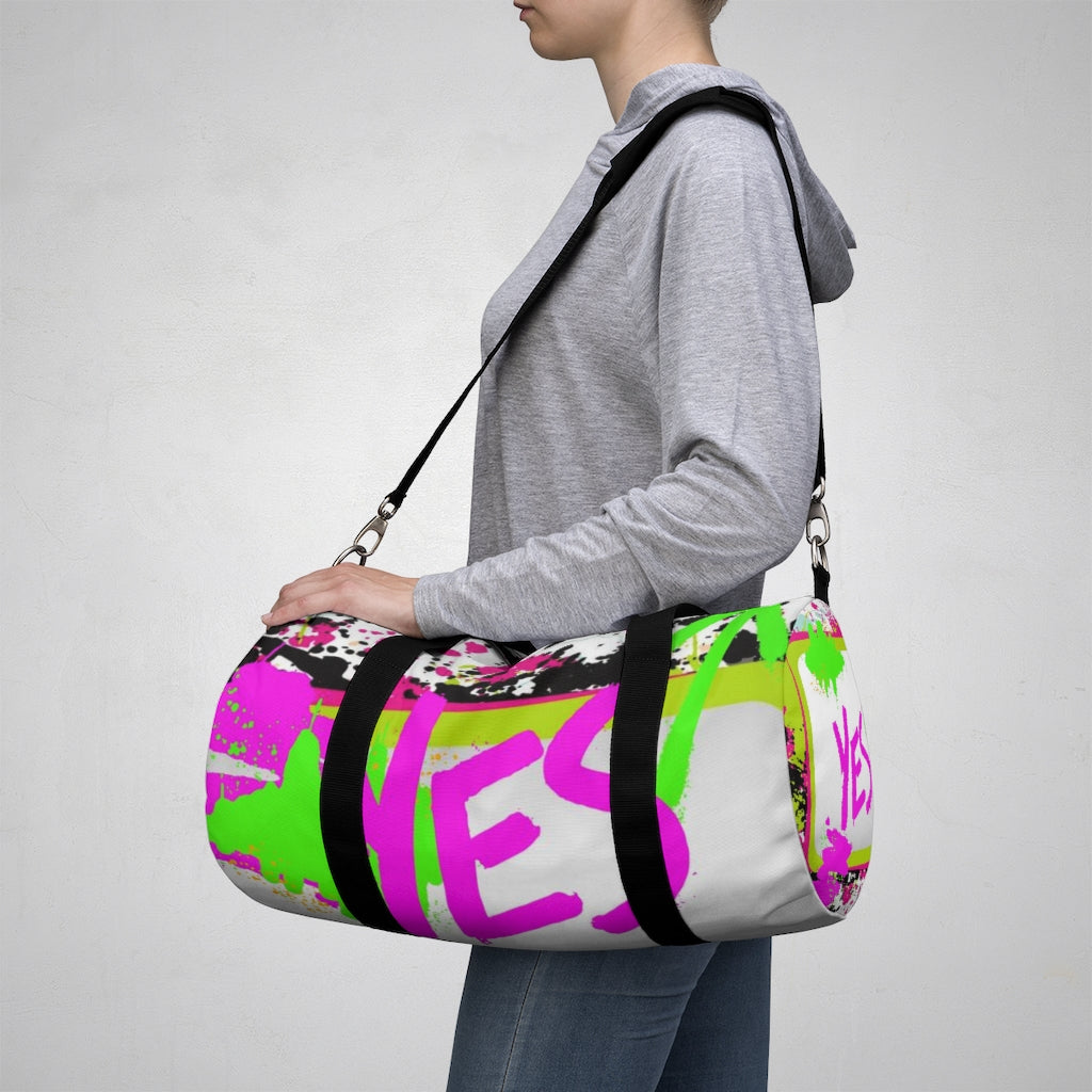 YES Neon Pink and Green Duffel Bag
