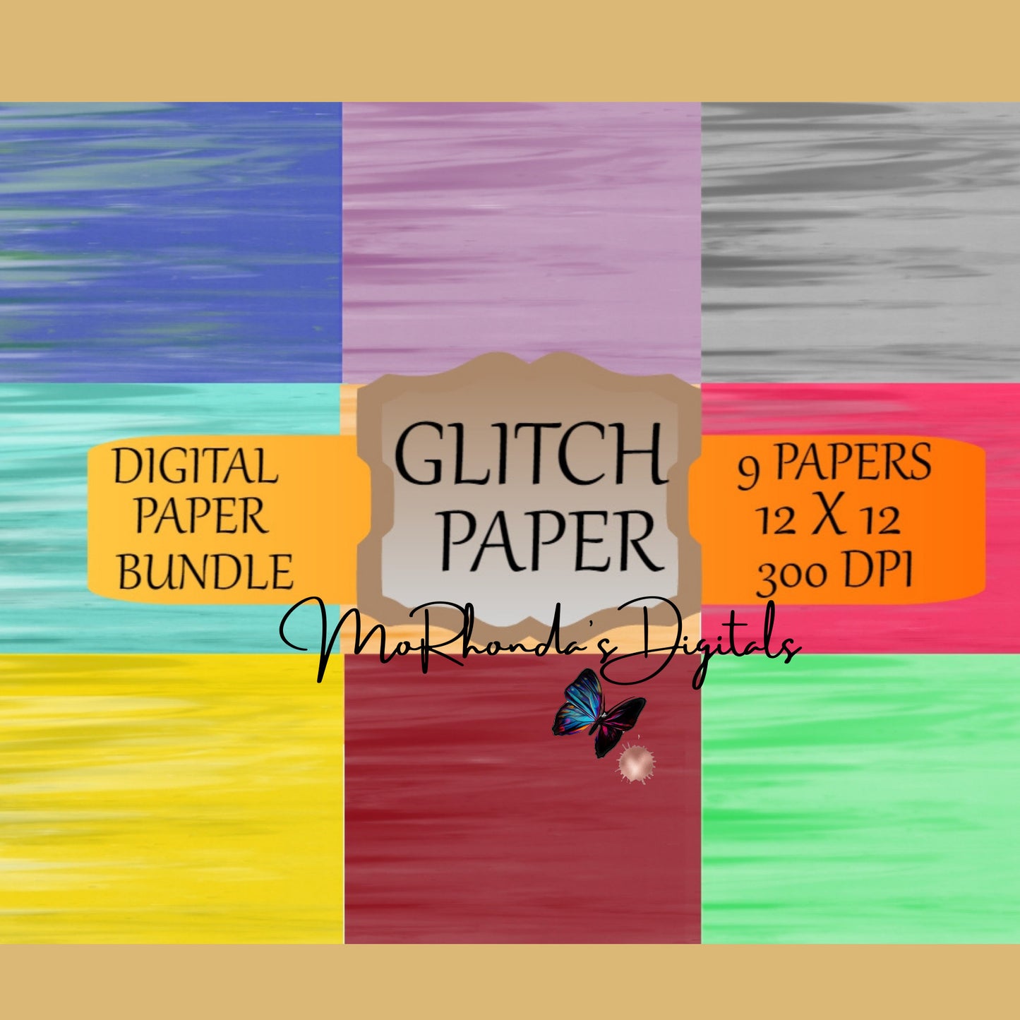 Glitch digital papers, backgrounds, scrapbook paper printables. Instant Download for Personal and Commercial Use.