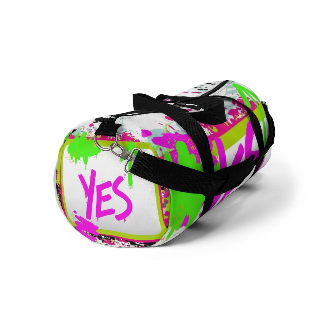 YES Neon Pink and Green Duffel Bag