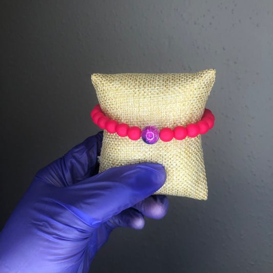 Hot Pink Beaded Stretch Bracelet