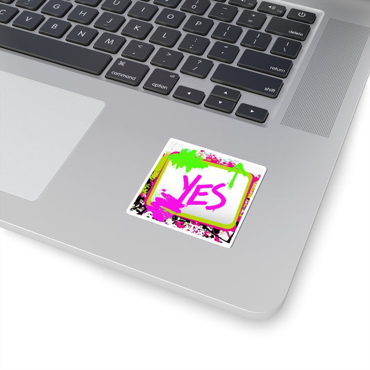 YES Neon Pink and Green Kiss-Cut Stickers