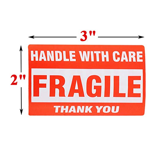 SJPACK 500 Fragile Stickers 1 Roll 2" x 3" Fragile - Handle with Care - Thank You Shipping Labels Stickers (500 Labels/Roll)