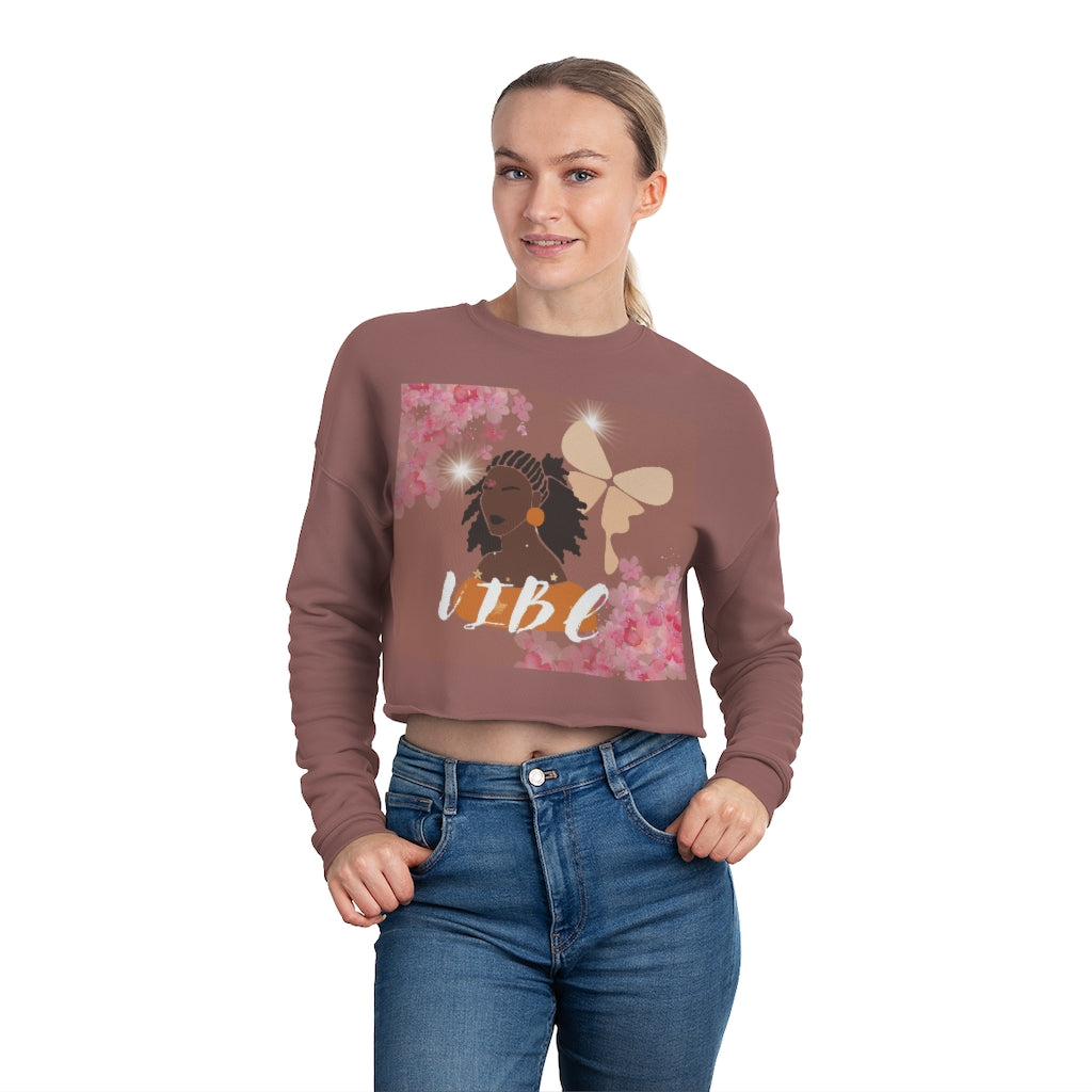 VIBE Chocolate Lady in Mauve Women's Cropped Sweatshirt