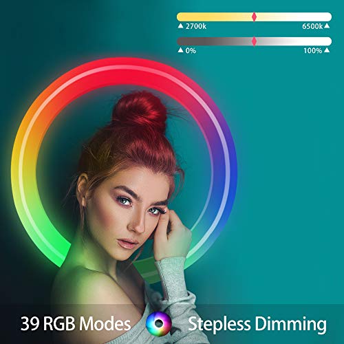 Weilisi 10" Ring Light with Stand 72'' Tall & 3 Phone Holders,42 Color Modes Selfie Ring Light with Tripod Stand,Stepless Dimmable/Speed LED Ring Light for iPhone & Android,YouTube, Makeup,TIK Tok