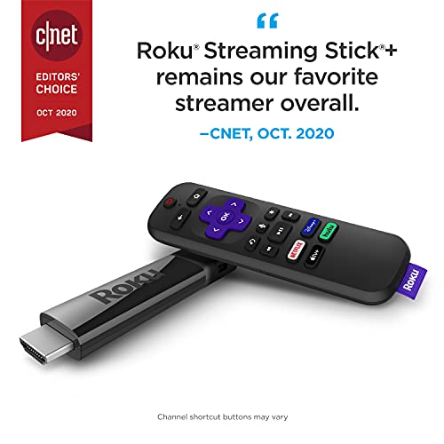 Roku Streaming Stick+ | HD/4K/HDR Streaming Device with Long-range Wireless and Roku Voice Remote with TV Controls