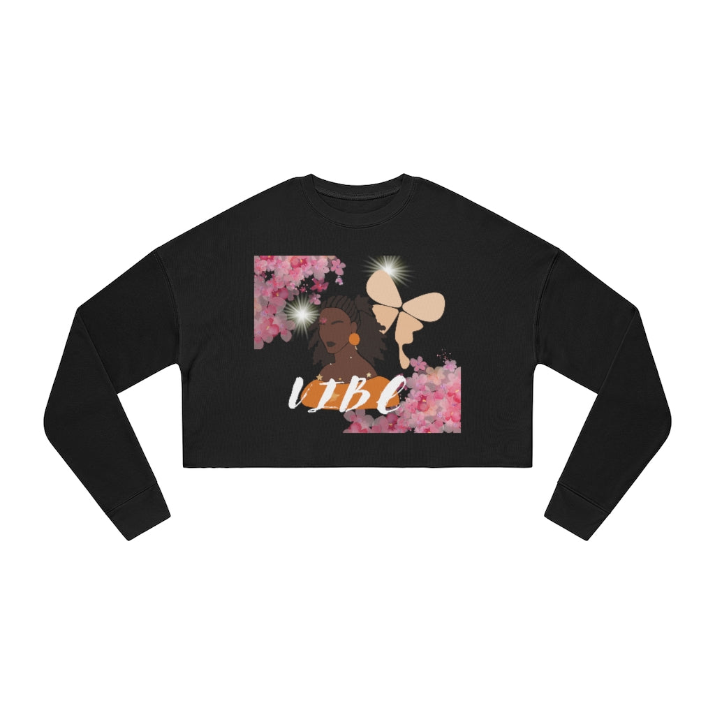 VIBE Chocolate Lady in Black Women's Cropped Sweatshirt