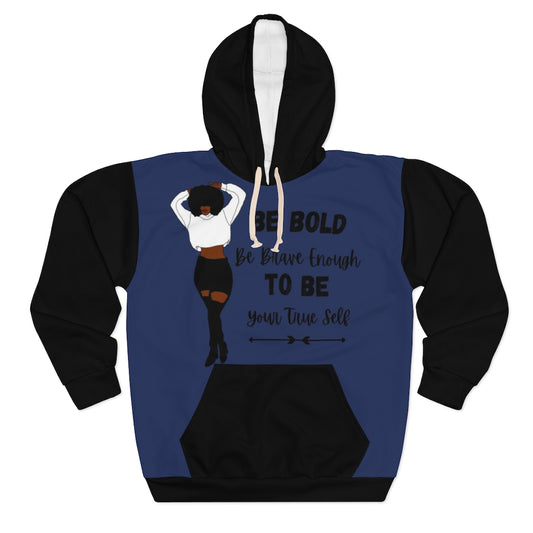 BE BOLD TO BE Blue/Black Two-Tone Unisex Pullover Hoodie