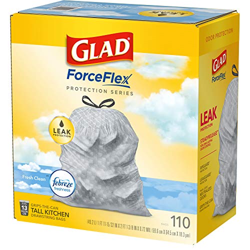 Glad ForceFlex Protection Series Tall Kitchen Trash Bags, 110 Count (Pack of 1) - Package May Vary