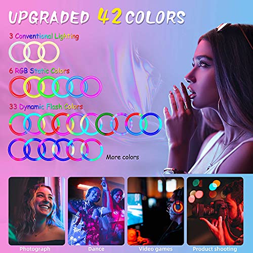 Weilisi 10" Ring Light with Stand 72'' Tall & 3 Phone Holders,42 Color Modes Selfie Ring Light with Tripod Stand,Stepless Dimmable/Speed LED Ring Light for iPhone & Android,YouTube, Makeup,TIK Tok