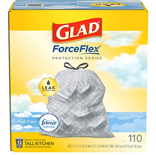 Glad ForceFlex Protection Series Tall Kitchen Trash Bags, 110 Count (Pack of 1) - Package May Vary