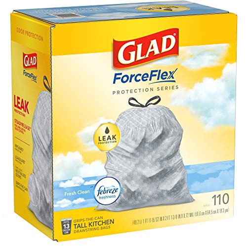 Glad ForceFlex Protection Series Tall Kitchen Trash Bags, 110 Count (Pack of 1) - Package May Vary