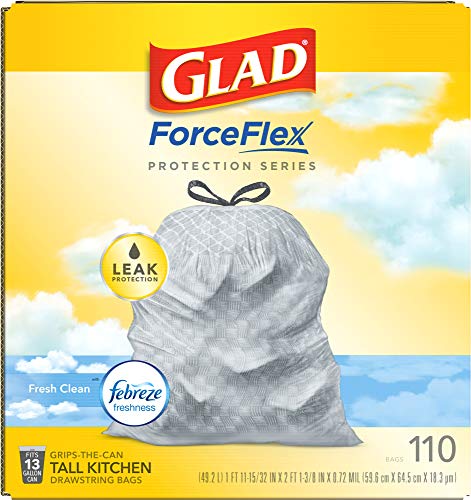 Glad ForceFlex Protection Series Tall Kitchen Trash Bags, 110 Count (Pack of 1) - Package May Vary