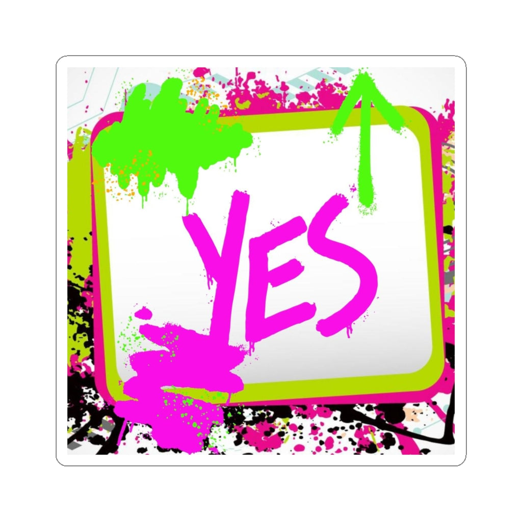 YES Neon Pink and Green Kiss-Cut Stickers