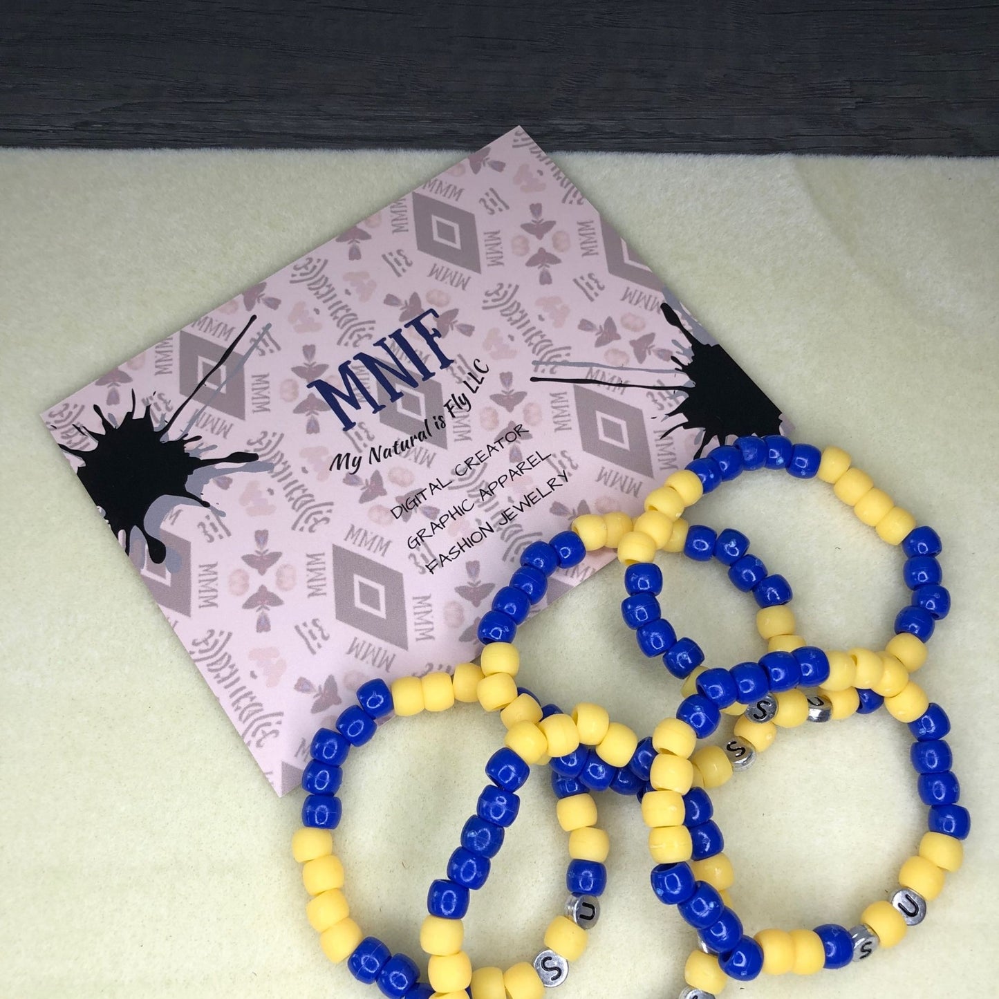 Blue and Yellow School Spirit Stretch Bracelet