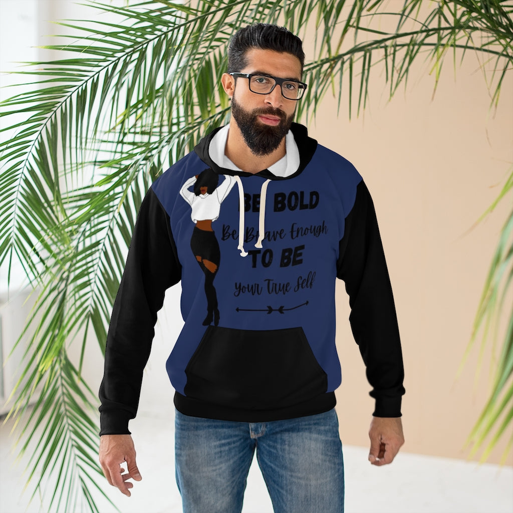 BE BOLD TO BE Blue/Black Two-Tone Unisex Pullover Hoodie