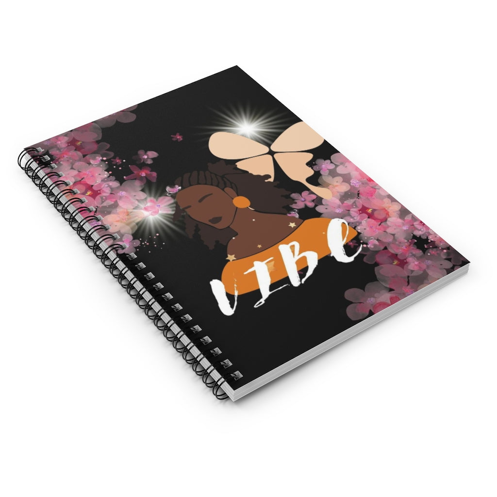 VIBE Chocolate Lady Black Spiral Notebook - Ruled Line