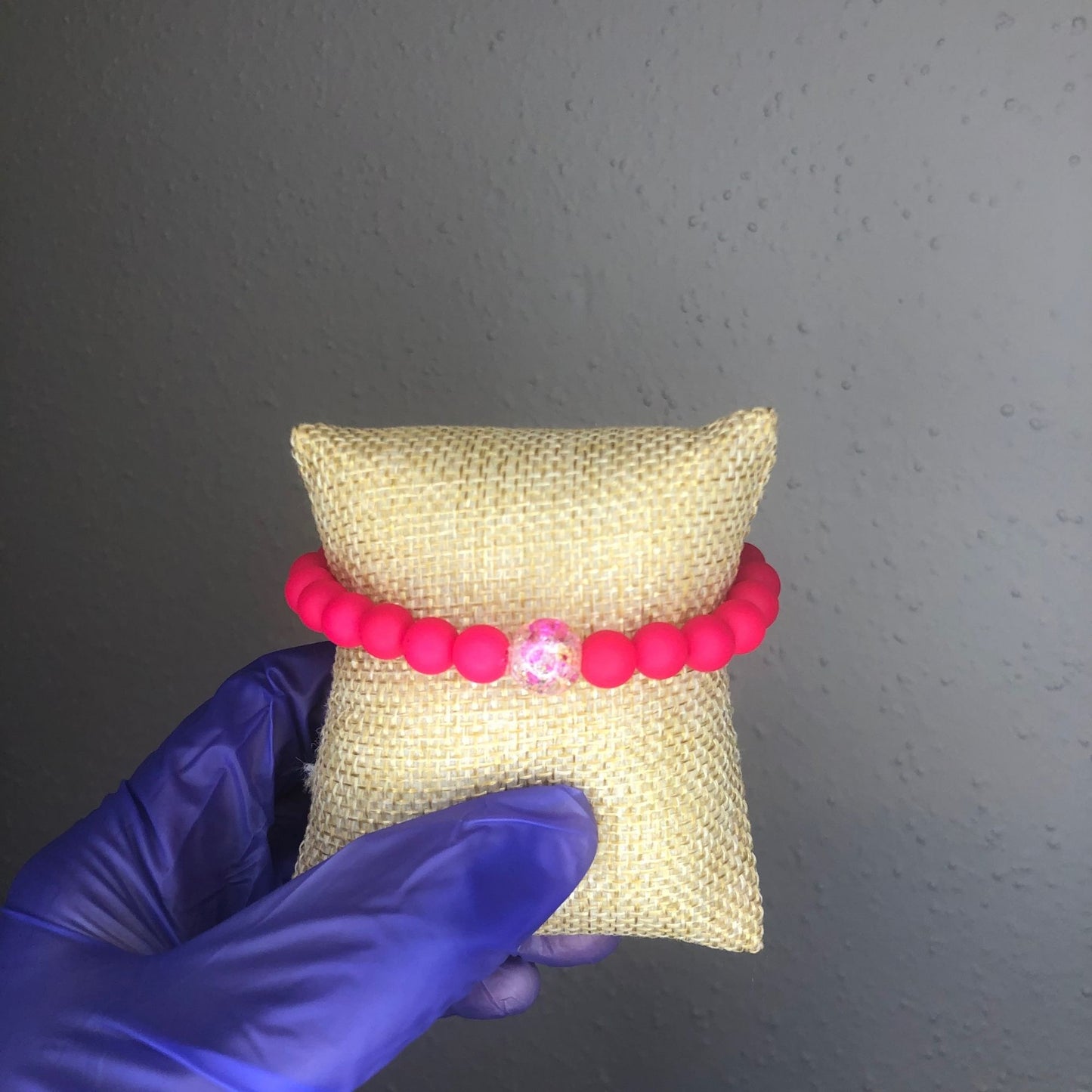 Hot Pink Beaded Stretch Bracelet