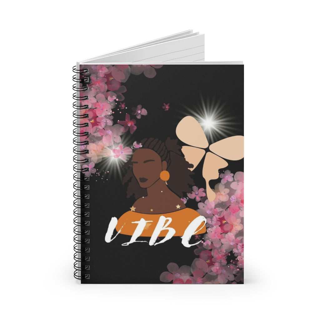 VIBE Chocolate Lady Black Spiral Notebook - Ruled Line