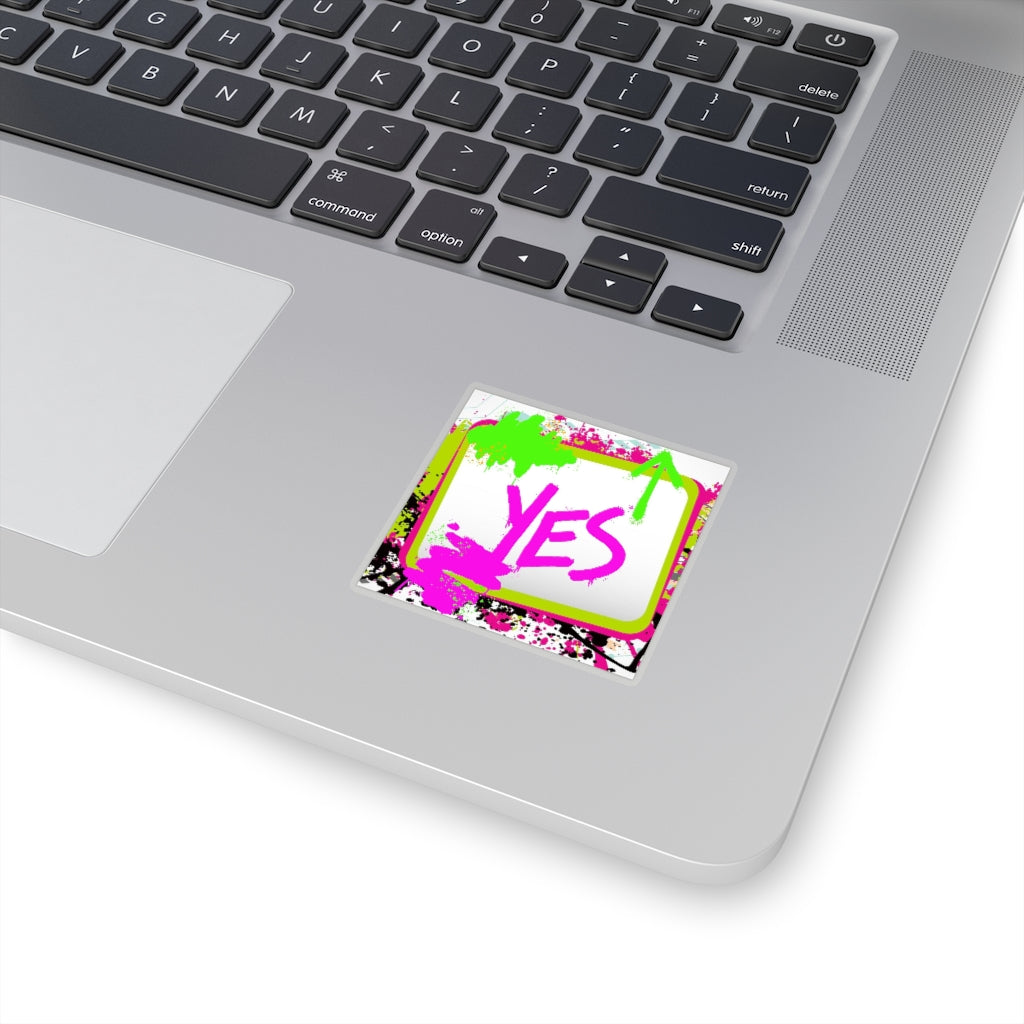 YES Neon Pink and Green Kiss-Cut Stickers