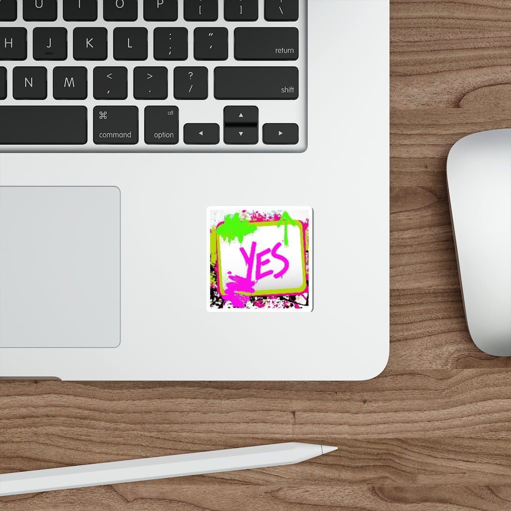 YES Neon Pink & Green Die-Cut Stickers