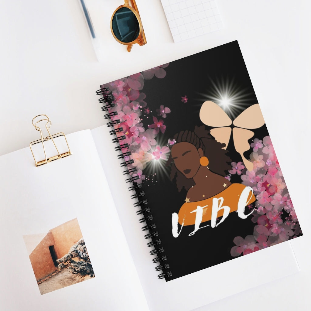 VIBE Chocolate Lady Black Spiral Notebook - Ruled Line