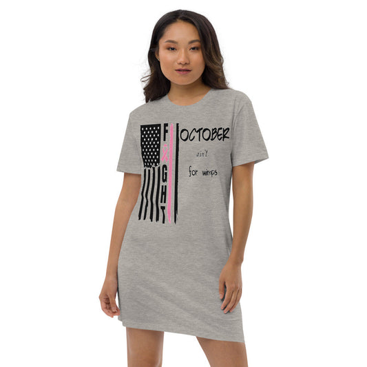 Breast Cancer Awareness-October ain't for wimps Flag cotton t-shirt dress