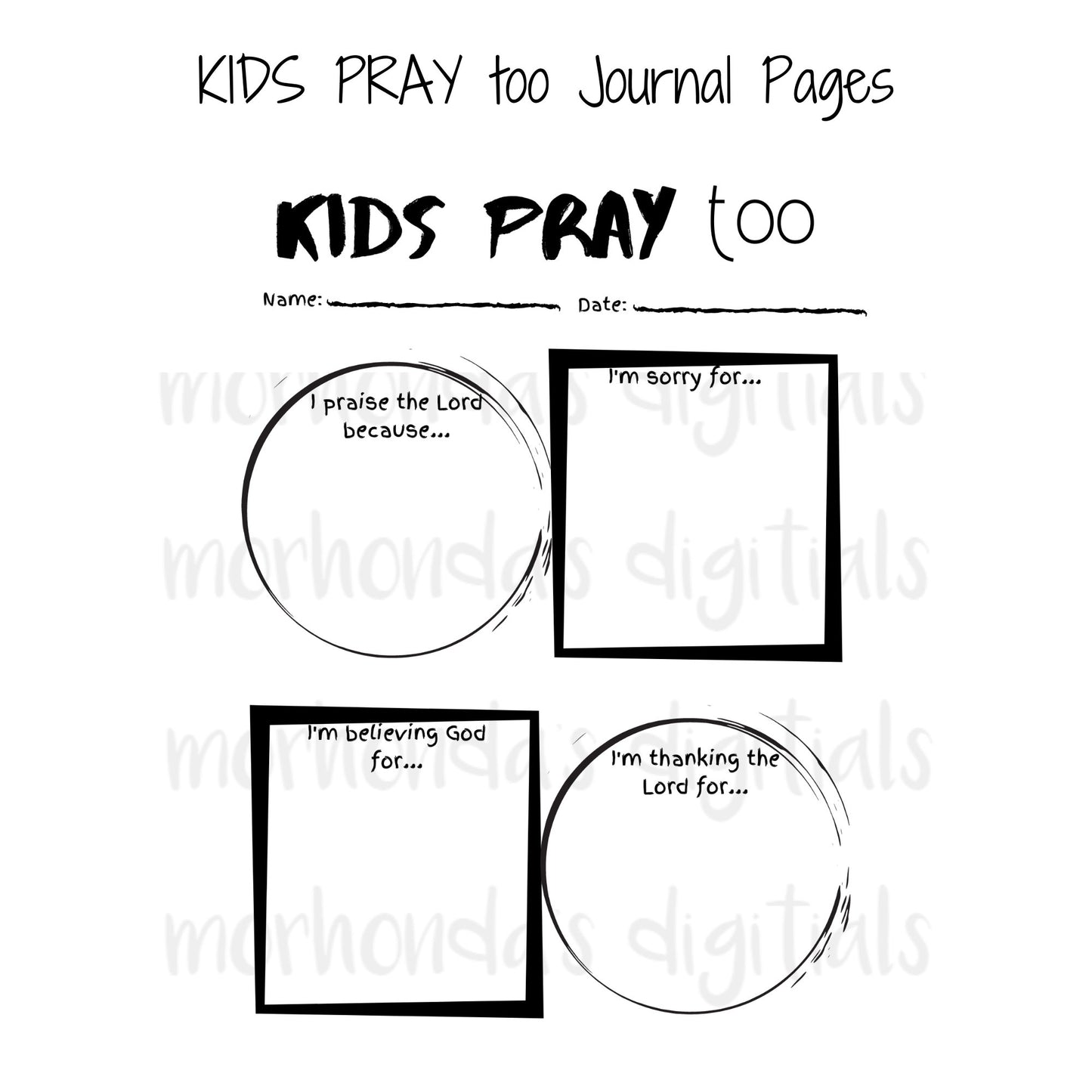 PRINTABLE Kids Prayer Journal Pages | Bible Prints | Kid Prayer Printable | Prayer Notes for Kids | 8.5 x 11