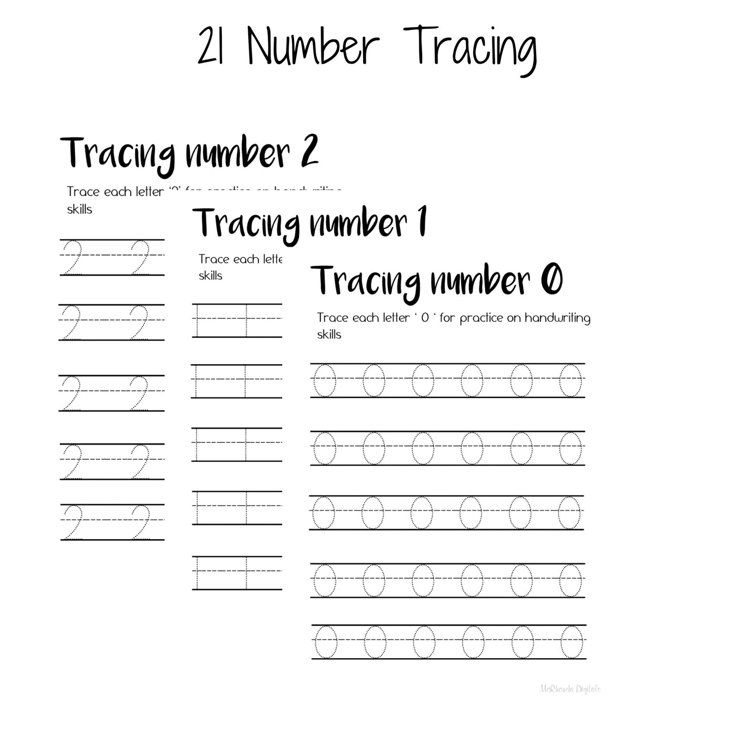 PRINTABLE 21 Number Tracing | 0-20 | Practice Print | HomeSchool | Curriculum | 8.5x11