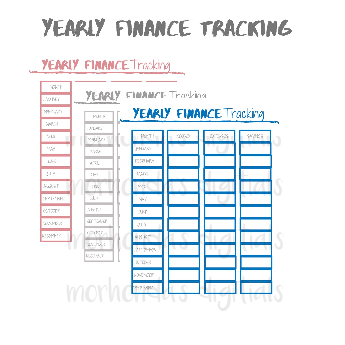 YEARLY Finance Tracking Worksheet | PRINTABLES | Grey | Mauve | Blue | Budget Tracker | Annual | 8.5x11 Pdf