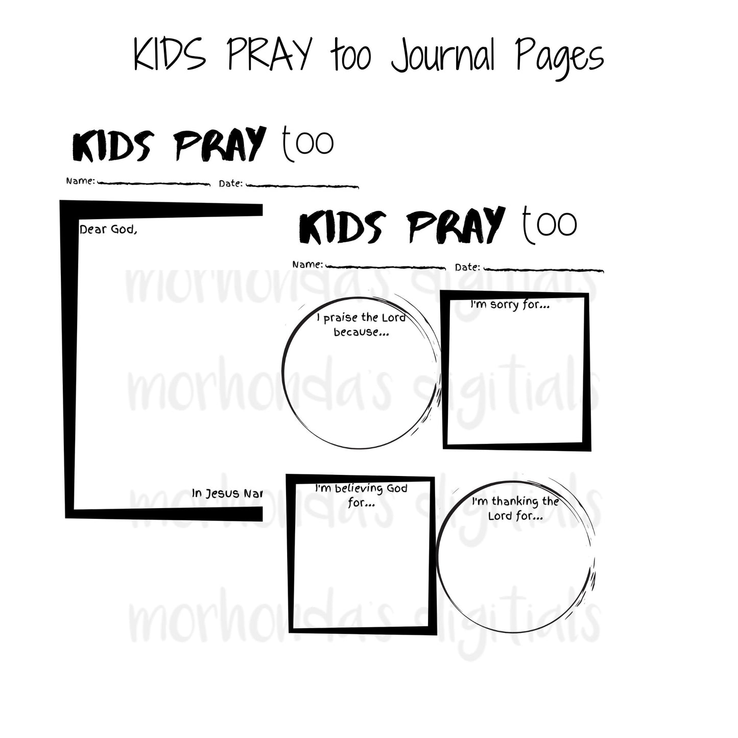 PRINTABLE Kids Prayer Journal Pages | Bible Prints | Kid Prayer Printable | Prayer Notes for Kids | 8.5 x 11