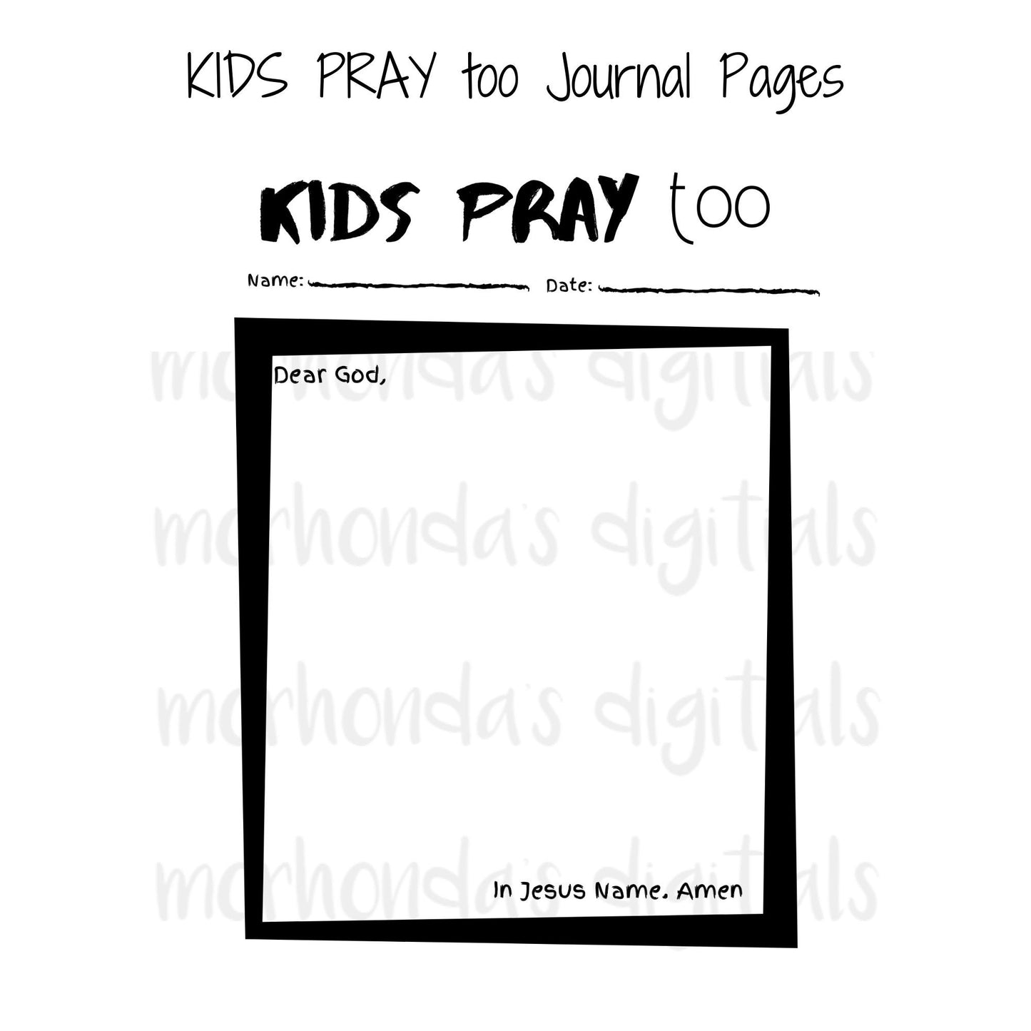 PRINTABLE Kids Prayer Journal Pages | Bible Prints | Kid Prayer Printable | Prayer Notes for Kids | 8.5 x 11