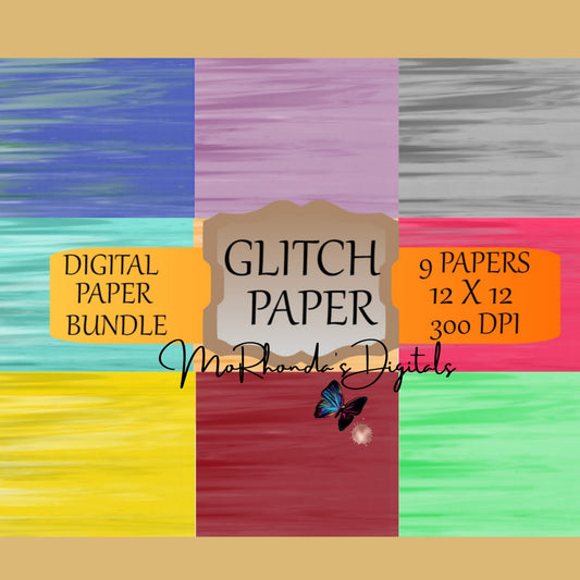 Glitch digital papers, backgrounds, scrapbook paper printables. Instant Download for Personal and Commercial Use.