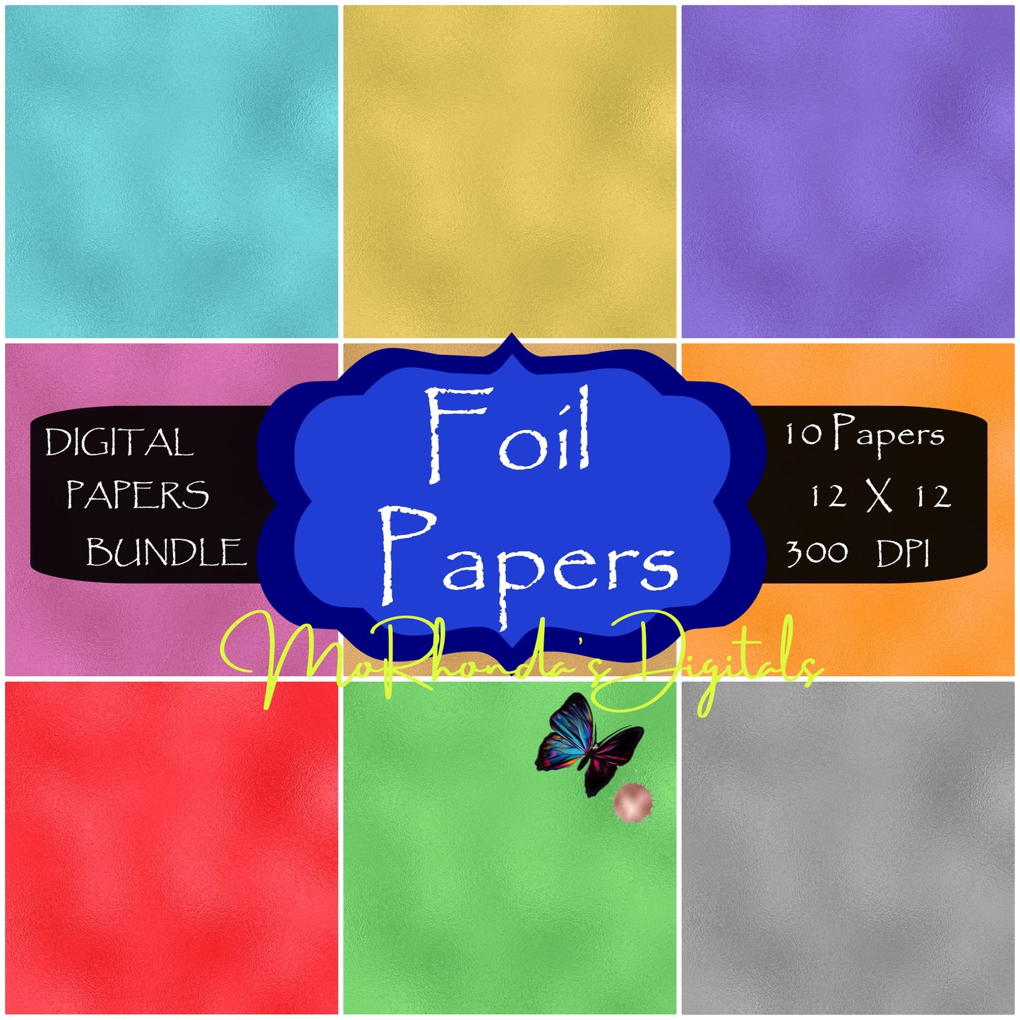 Solid Color Foil digital papers, backgrounds, scrapbook paper printables. Instant Download for Personal and Commercial Use.